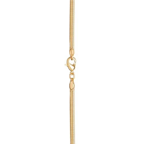 Barzel 18K Gold Plated Flat Herringbone Snake Chain Necklace for Women | Made In Brazil - color: 3MM, size: 18 Inches