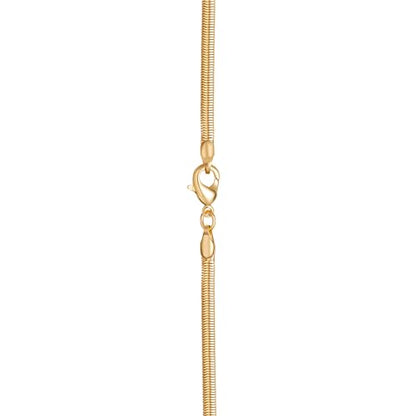 Barzel 18K Gold Plated Flat Herringbone Snake Chain Necklace for Women | Made In Brazil - color: 3MM, size: 18 Inches