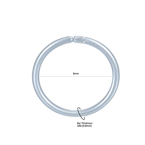 Oveta 8-32PCS 16G/20G Nose Rings Hoop Retainer Colorful Clear Bioflex Acrylic Septum Rings Cartilage Tragus Earrings Piercing Retainer Seamless Ring Hoop 5/16'' or 3/8'' - style: 20g 5/16'' Ring