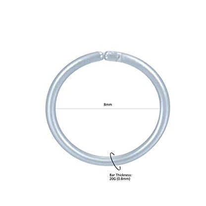 Oveta 8-32PCS 16G/20G Nose Rings Hoop Retainer Colorful Clear Bioflex Acrylic Septum Rings Cartilage Tragus Earrings Piercing Retainer Seamless Ring Hoop 5/16'' or 3/8'' - style: 20g 5/16'' Ring