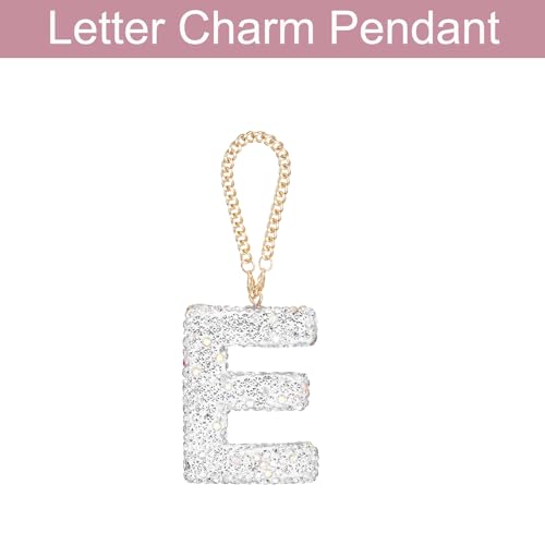 MECCANIXITY Bling Car Letter Charm, Initial E Letter Interior Car Rear View Mirror Decoration Hanging Crystal Ornaments for Women Bags Water Cup DIY Craft, Silver - style: Letter E