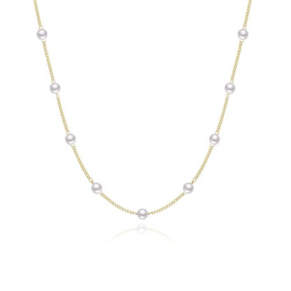 Dainty Pearl Pendant Necklaces for Women 14K Gold Plated Handmade Layered Pearl Chain Necklace Delicate Layered Pearl Necklace Everyday Jewelry Gift - color: Pearl Choker-Gold