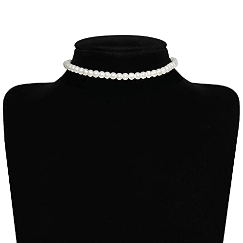 BABEYOND Round Imitation Pearl Choker Necklace Multi Strands Choker 20s Flapper Necklace Accessories for Gatsby Themed Party - style: 1-layer