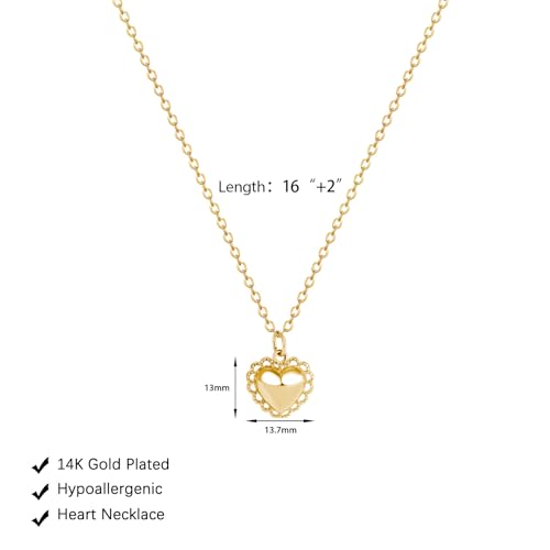 HERIER Cute Heart Necklace Dainty 18k Gold Plated Tiny Heart Pendant Choker Necklaces Small Gold Love Open Heart Chain Necklace for Women Simple Gold Necklace for Women Trendy Jewelry - color: Flower Heart Necklace-Gold