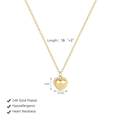HERIER Cute Heart Necklace Dainty 18k Gold Plated Tiny Heart Pendant Choker Necklaces Small Gold Love Open Heart Chain Necklace for Women Simple Gold Necklace for Women Trendy Jewelry - color: Flower Heart Necklace-Gold