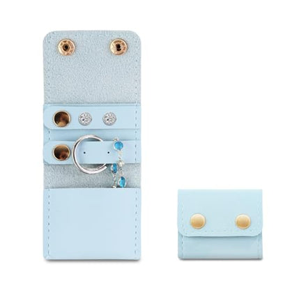 Mini Travel Jewelry Roll Bag with Buckle, Foldable Multifunctional Mini Travel Jewelry Case, Jewelry Roll Storing Rings, Necklaces, Earrings (Blue-b) - color: Blue-b