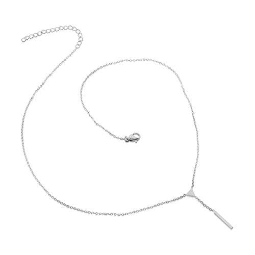 West Coast Jewelry ELYA Women's Polished Triangle Bar Drop Lariat Necklace | Crafted in solid stainless steel, this necklace resists tarnish and stands up to daily wear. - color: Silver