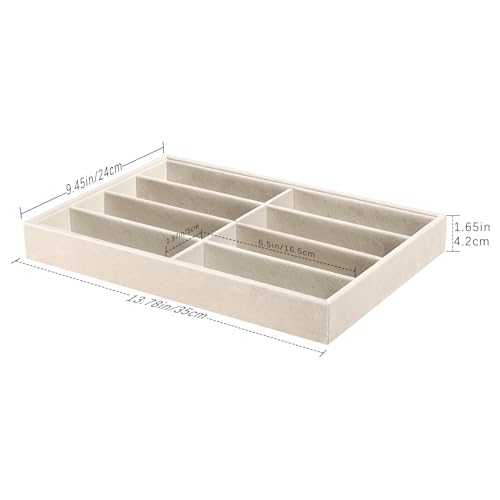 Emibele Sunglass Organizer Jewelry Tray, 8 Grids Velvet Glasses Watch Storage Stackable Tray, Eyeglasses Jewelry Showcase Display Organizer，Beige | Detachable Glasses Eyeglasses Jewelry Watch Storage Showcase Display Tray, Beige - style: B1- eight Grids-B