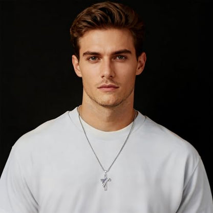 Cross Necklace for Men Women 925 Sterling Silver Cross Pendant Necklace Christian Religious Jewelry Gifts for Anniversary - color: 11-American Flag Cross-1