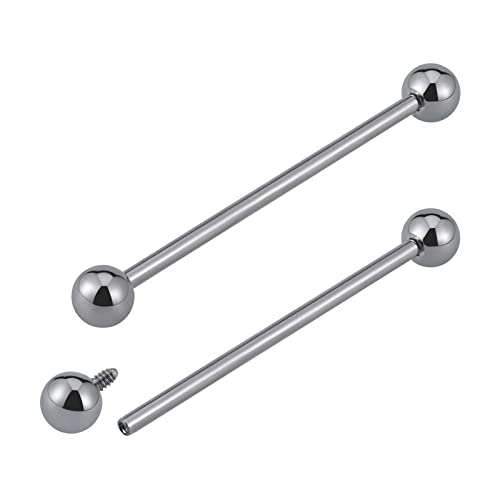 14G ASTM F136 Titanium Straight Barbell Rings for Nipple/Tongue/Dimply/Industrial - Internally Threaded Hypoallergenic Body Piercing Jewelry Gift for Women & Men, Nickel Free, Lead-Free - color: 14G(1.6mm), 1&1/2"(38mm), 5mm top
