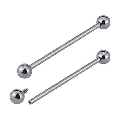 14G ASTM F136 Titanium Straight Barbell Rings for Nipple/Tongue/Dimply/Industrial - Internally Threaded Hypoallergenic Body Piercing Jewelry Gift for Women & Men, Nickel Free, Lead-Free - color: 14G(1.6mm), 1&1/2"(38mm), 5mm top