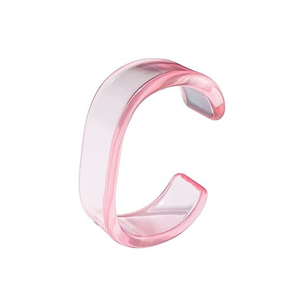 Acrylic Colorful Resin Open Bracelet Geometric Simple Transparent Wide Cuff Bangle for Women Lightweight Colorful Chunky Thick Thin Wide Face Resin Acrylic Cuff Bangle Jewelry - color: Pink