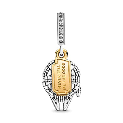 LIGHTDOG 925 Sterling Silve Charms fits Pandora Bracelets Necklace,5A Zircon Dangle Pendant Bead,Mother's Day Gift Jewelry Beads for Women - style: A-Millennium Falcon Charm