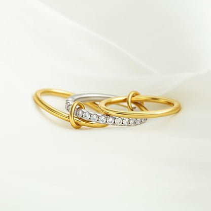 Gold Stackable Rings for Women Non Tarnish, 18k Gold Plated Cubic Zirconia Rings, Silver Gold Multi Ring Mixed Metals Stack Rings Set - color: Gold, size: 8
