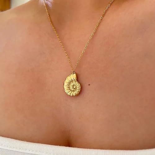 LLWOM Gold Necklace for Women-14k Gold Plated Infinity Necklace Star Of David Necklace Evil Eye Cross Pendants Heart Dainty Gold Necklace For Women - color: Gold-Conch
