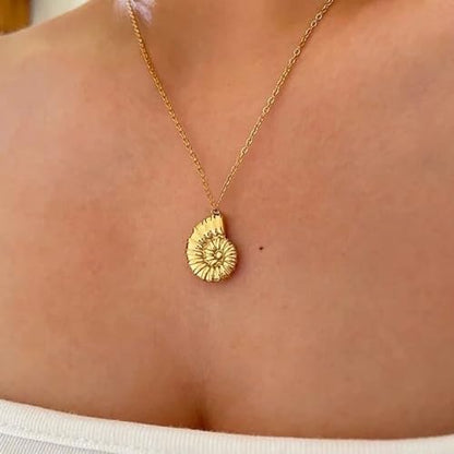 LLWOM Gold Necklace for Women-14k Gold Plated Infinity Necklace Star Of David Necklace Evil Eye Cross Pendants Heart Dainty Gold Necklace For Women - color: Gold-Conch