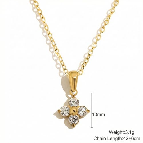18K Gold Plated Pendant Necklaces - Dainty Minimalist, Waterproof, Non-Tarnish Fashion Jewelry for Women - style: Four Leaf Clover