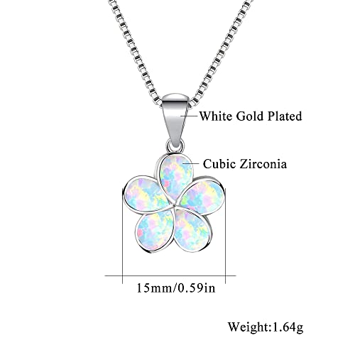 CiNily Opal Leaf/Flower Pendant Necklace for Women Silver Plated Jewelry Gift - color: Flower-White