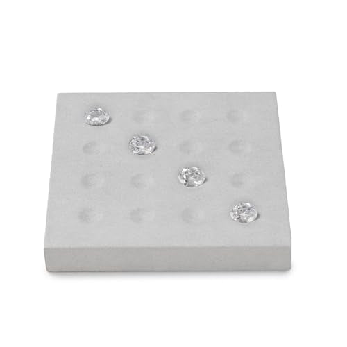 Microfiber Diamonds Gemstones Jewelry Display Organize Tray | Crystal Beads Holder for Stones Display Organizer Showcase Gray - size: 5.49" x 5.49" x 0.78"