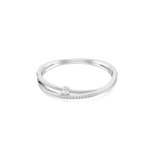 Swarovski Hyperbola Bangle, Mixed cuts, Clear, Rhodium Finish - size: Large