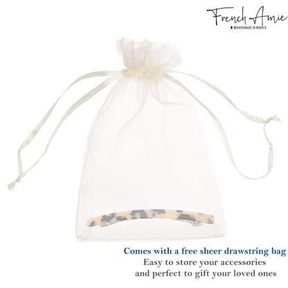 French Amie Long and Thin White Tokyo Large 4 Inch Hair Clip Barrette | Handmade Shell For Women Girls Teens Adults Everyday Style - color: White Tokyo