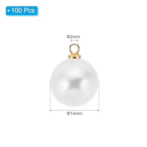 PATIKIL Pearl Charm, 100pcs Pearl Beads Faux Pearl Pendant Charm DIY for Jewelry Making Bracelets Earrings Necklace Crafts - color: Golden White, size: 14mm
