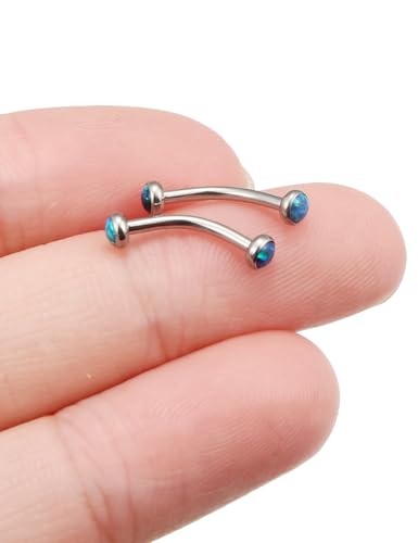 Jenxnjsjo F136 Titanium 16g 6/8/10mm Opal Eyebrow/Rook/Snug/Vertical-Labret/VCH/Snake-Eyes/Anti-Tragus/Christina/Daith/Belly-Button/Bridge/Hood/Surface Curved Barbell Piercing Jewelry for Women Men - color: Green Opal, size: 10mm