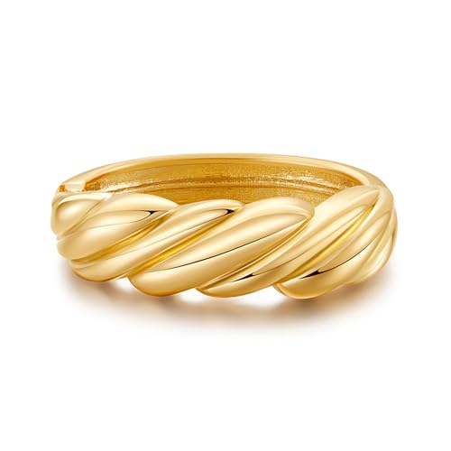 YBMYCM Chunky Gold Cuff Bangle Bracelets for Women Wide Gold Bangle Hammered Open Wrist Cuff Bracelets Wrap Bracelet - style: A-Gold