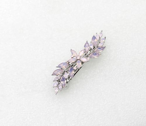 Faship Pink Opal Rhinestone Crystal Small Floral Hair Barrette Clip - color: Pink Opal