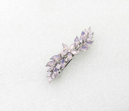 Faship Pink Opal Rhinestone Crystal Small Floral Hair Barrette Clip - color: Pink Opal