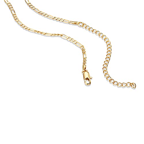 PAVOI Chain Necklace for Women, 14K Gold Plated Adjustable Layering Chain - style: Figaro-M