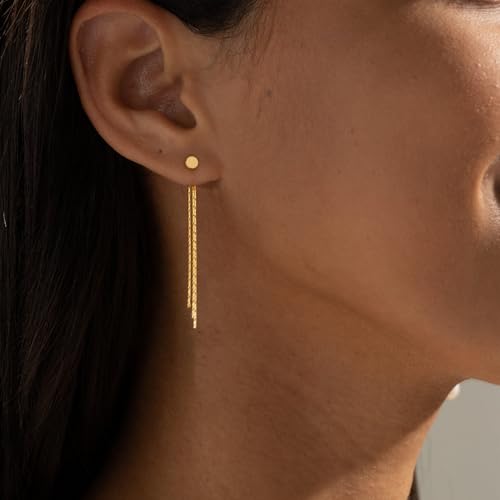 Gold Earrings for Women, 14K Gold Plated Tassel Dangle Earrings for Women Trendy Hypoallergenic Long Chain Earring Dainty Pearl Drop Earrings Elegant Wedding Earring Fashion Jewelry for Womens - color: Long&Style 2