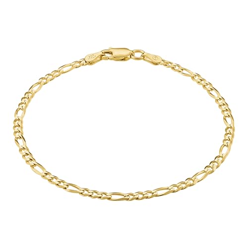 KISPER Gold Chain Bracelets for Women Plated 925 Sterling Silver | 18K plating, Made in Italy, anti-tarnish, hypoallergenic, 6.5-9 inches, curb rope figaro mariner links - size: 6.5 inches (X-Small)