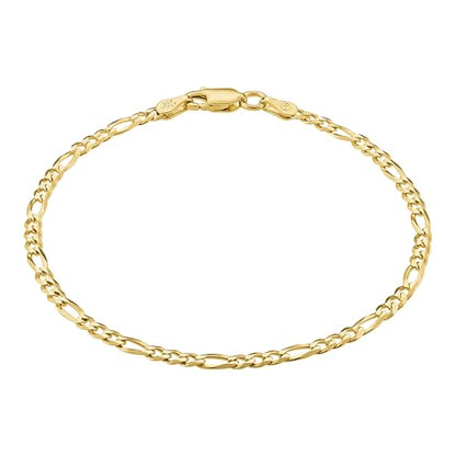 KISPER Gold Chain Bracelets for Women Plated 925 Sterling Silver | 18K plating, Made in Italy, anti-tarnish, hypoallergenic, 6.5-9 inches, curb rope figaro mariner links - size: 6.5 inches (X-Small)