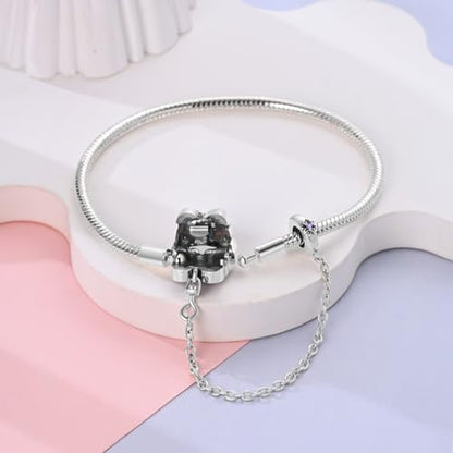 MULA 925 Sterling Silver Snake Chain Charm Bracelet Butterfly Heart Clover with 5A Cubic Zirconia Bracelets for Women - color: Purple Butterfly