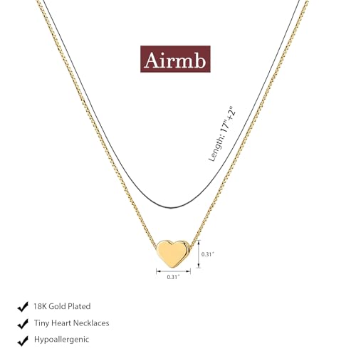 Airmb Heart Necklace for Women Gold/Silver Plated Trendy Heart Choker Lover Pendant Hypoallergenic Fashion Gold/Silver Necklace for Women Love Jewelry Gift for Women Girlfriend - color: Box-Chain-Gold