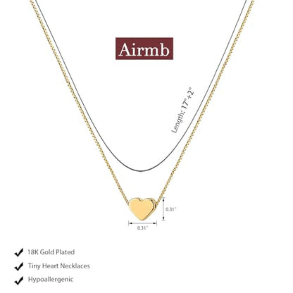 Airmb Heart Necklace for Women Gold/Silver Plated Trendy Heart Choker Lover Pendant Hypoallergenic Fashion Gold/Silver Necklace for Women Love Jewelry Gift for Women Girlfriend - color: Box-Chain-Gold