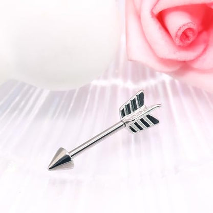 14G Wrench Barbell Nipple Ring 316L Anchor and Rudder Nipple Barbell Screw Nipple Rings Body Piercing Jewelry for Women Men - color: Silver Arrow