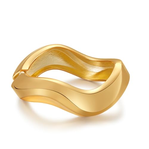 YMBYCM Gold Chunky Bangle Bracelets for Women | Trendy Wide Chunky Cuff Bracelets Wrap Bracelet Fashion Jewelry Accessories - color: H-Gold