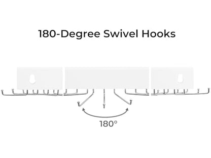 StorageWorks Tie Rack with 20 Hooks, 2 Set Wall Mounted Wood Hanger, White | Sturdy White Tie Rack Hanger with 180° Swivel Hooks, Wall-Mounted Space Saver for Ties, Belts, Scarves in Closet - color: White (With 20 Hooks)