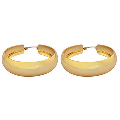 Lead-free Hypoallergenic Wide Large Rounded Hoop Earrings with Click-Top - color: Gold