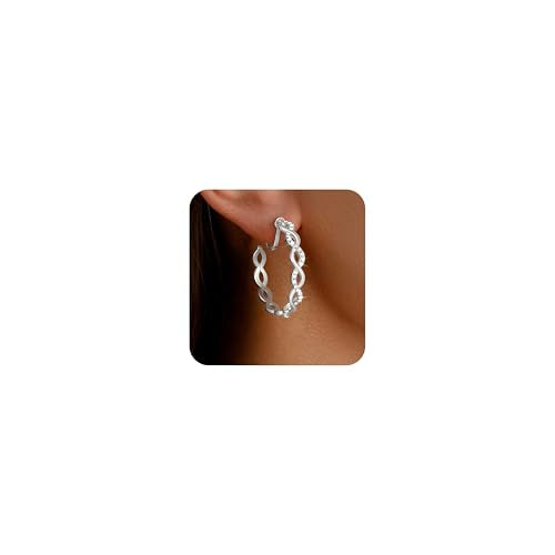 Clip On Hoop Earrings for Women Lightweight - Silver Twisted Clip-on Hoop Earings With Cubic Zirconia Fake Non Pierced Ears Jewelry - style: CZ-S25mm