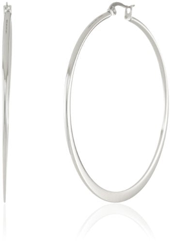 Amazon Essentials Gold Plated or Stainless Steel Flattened Hoop Earrings - color: Stainless steel, size: 55 mm