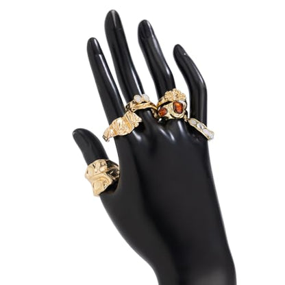 Chunky Gold Rings Set for Women Stacking Finger Knuckle Rings Silver Statement Ring Set Punk Jewelry - style: 132-7pcs