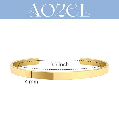 AOZEL Gold Bangle Cuff Bracelets for Women Trendy Chunky Adjustable Twist Love Textured Bracelet Jewelry Gifts - color: Gold Polished
