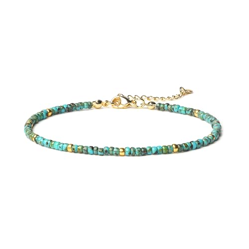 Starain Small Bead Anklets for Women Beach Foot Ankle Bracelet Cute Colorful Boho Beaded Anklets 8 inches - color: Tur