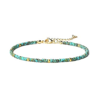 Starain Small Bead Anklets for Women Beach Foot Ankle Bracelet Cute Colorful Boho Beaded Anklets 8 inches - color: Tur