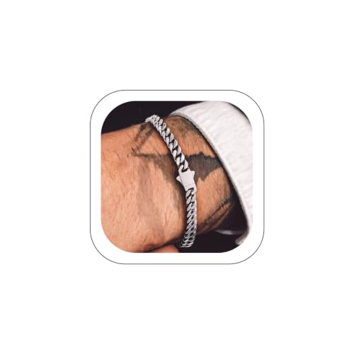 Bandmax Mens Hip Hop Cuban Link Bracelets 5/7/9/12MM Stainless Steel Miami Curb Chain Bracelet Silver/Gold Plated/Black Wristlet Chains for Men 7"-9" - color: 01 5MM-Steel