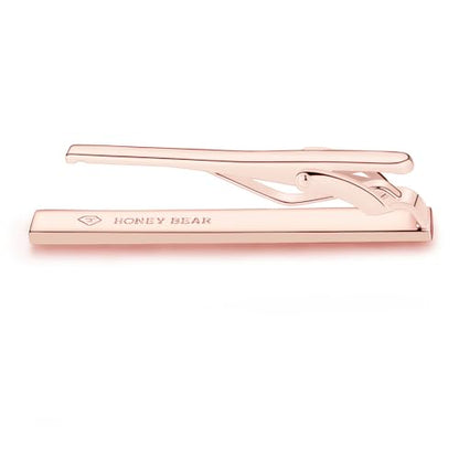 HONEY BEAR Standard Tie Clip Bar for Men Business Wedding Gift | Classic Minimalist, Steel-Plated Copper Base, Gift-Boxed, Thickened, Rounded Corners, Easy to Slide On, No Snag or Wrinkle