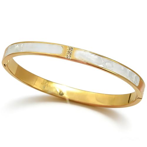 Bangle Bracelet Set for Women Stackable No Tarnish 18K Gold Plated Stainless Steel Dainty Gold Bangle Bracelets - color: Style 2